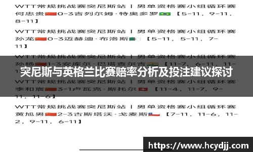 突尼斯与英格兰比赛赔率分析及投注建议探讨